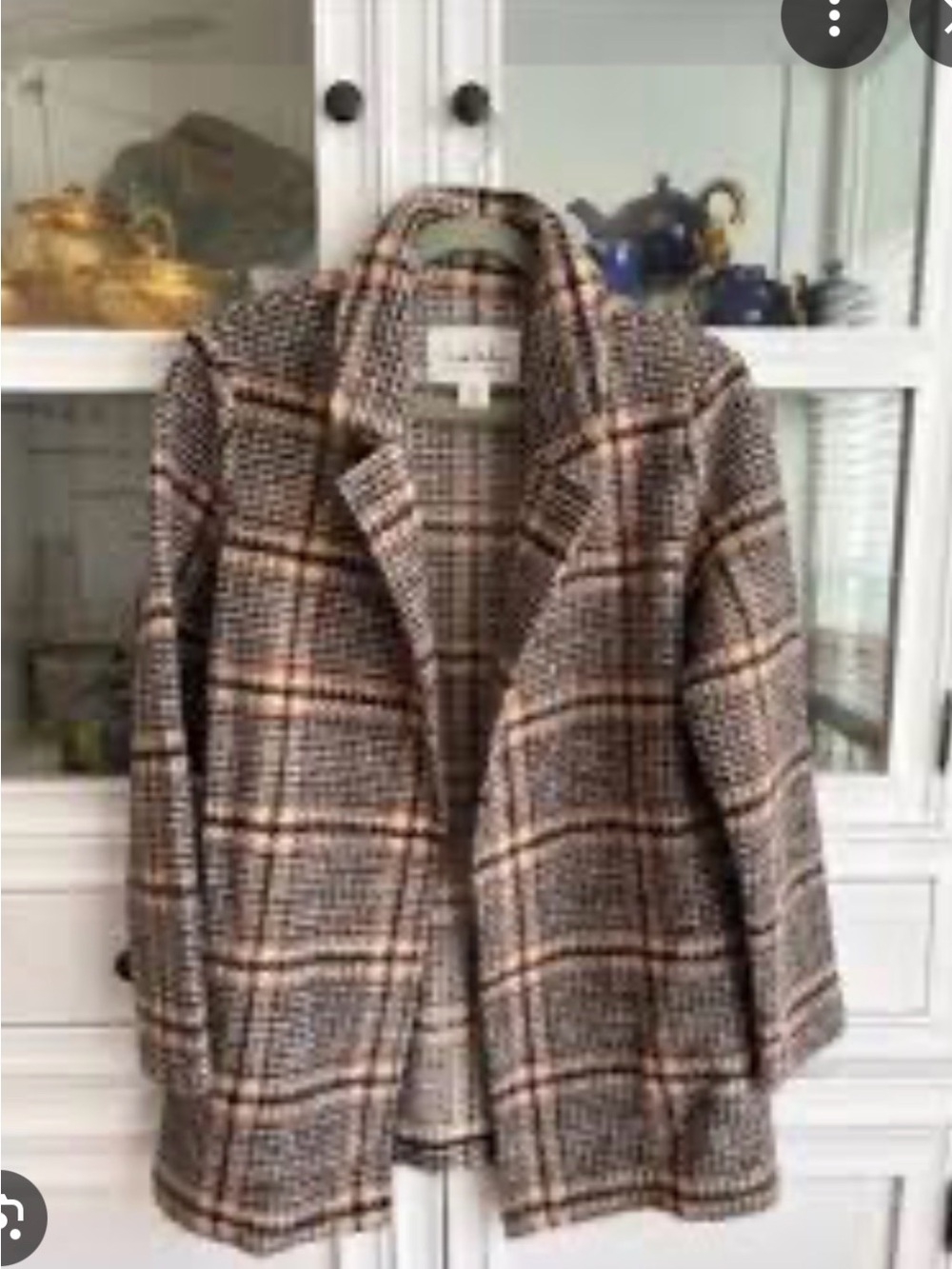 Nicole Miller Brown Plaid Pea Coat